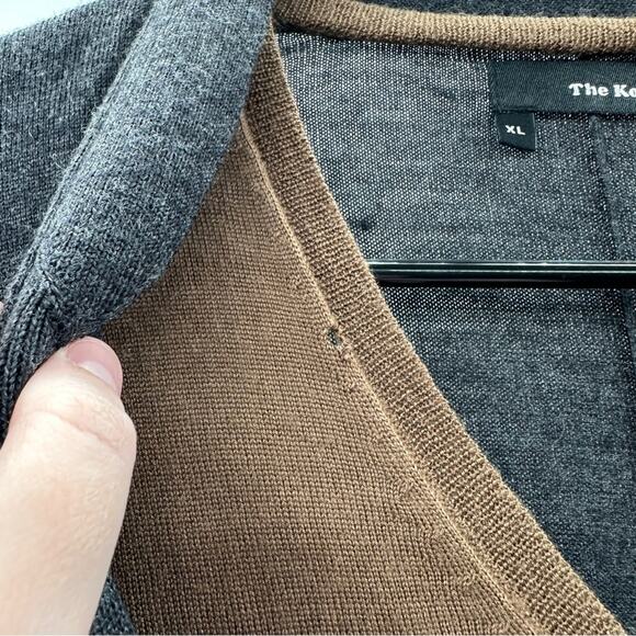 The Kooples Wool Gray & Tan Long Sleeve Cardigan Sweater Size XL - Picture 9 of 13